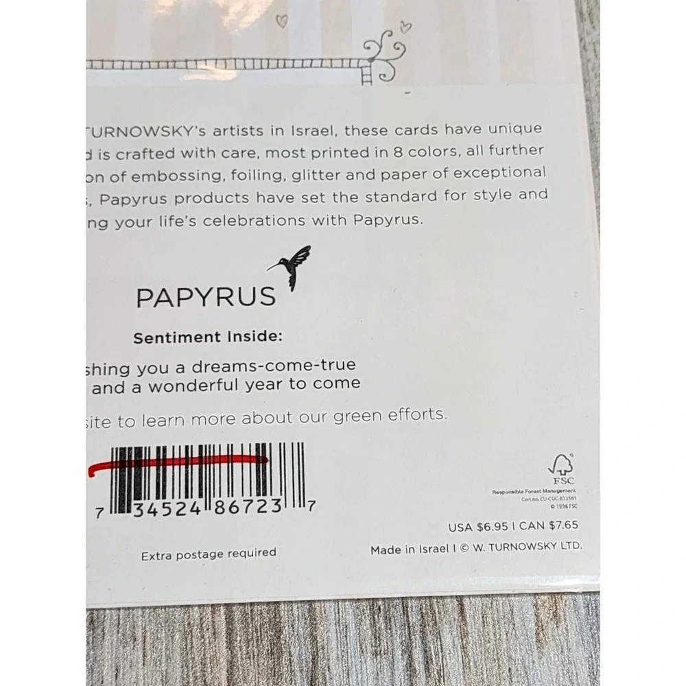 Papyrus RARE Turnowsky Embossed Dress Glitter Silver Gold Trim Birthday Card